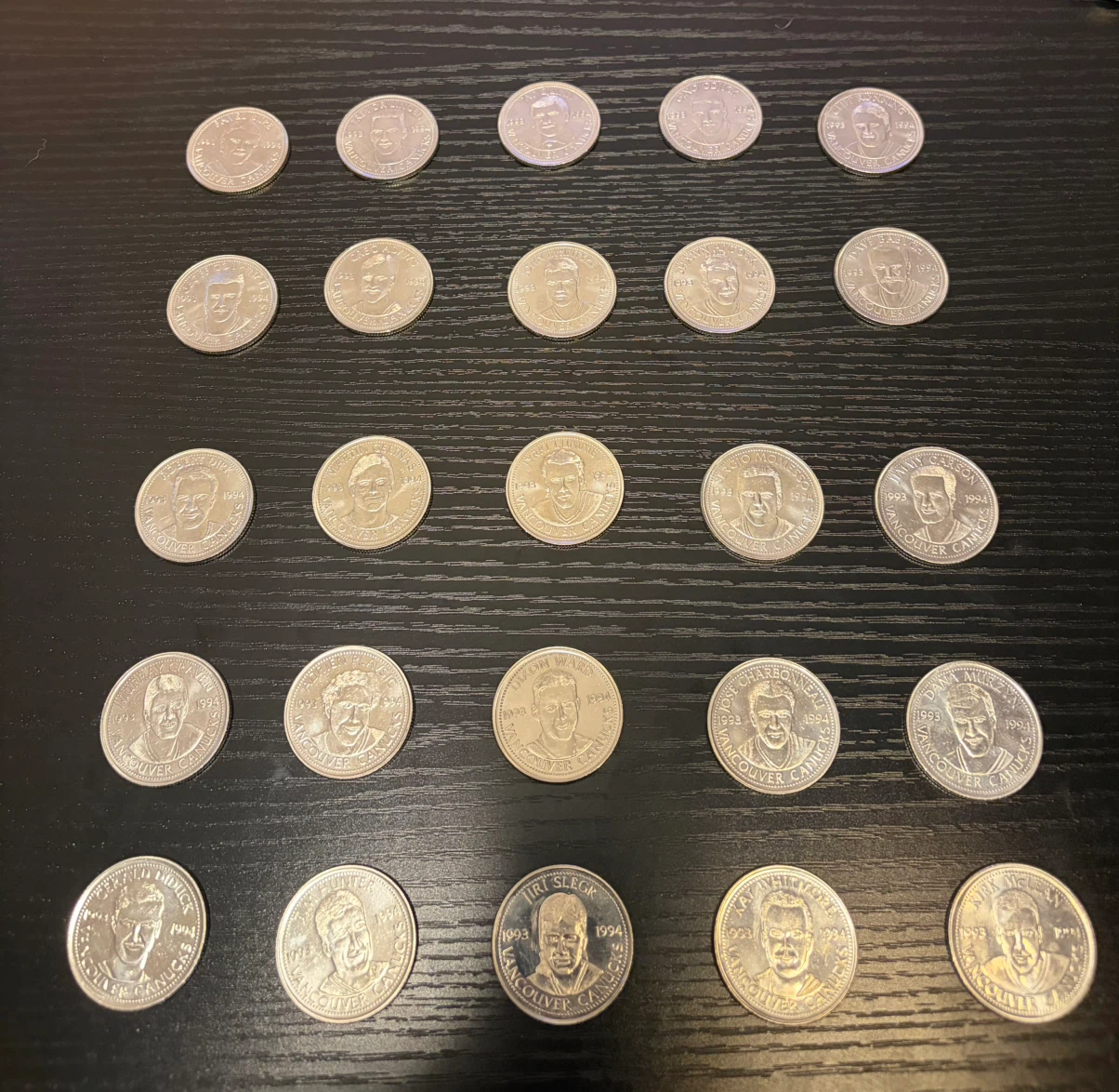 Vintage 1993-1994 Vancouver Canucks Coin Collection