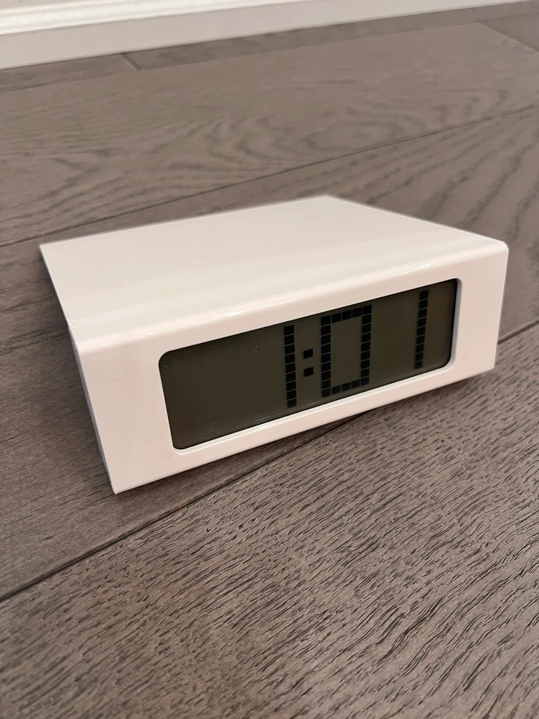 White digital desk clock