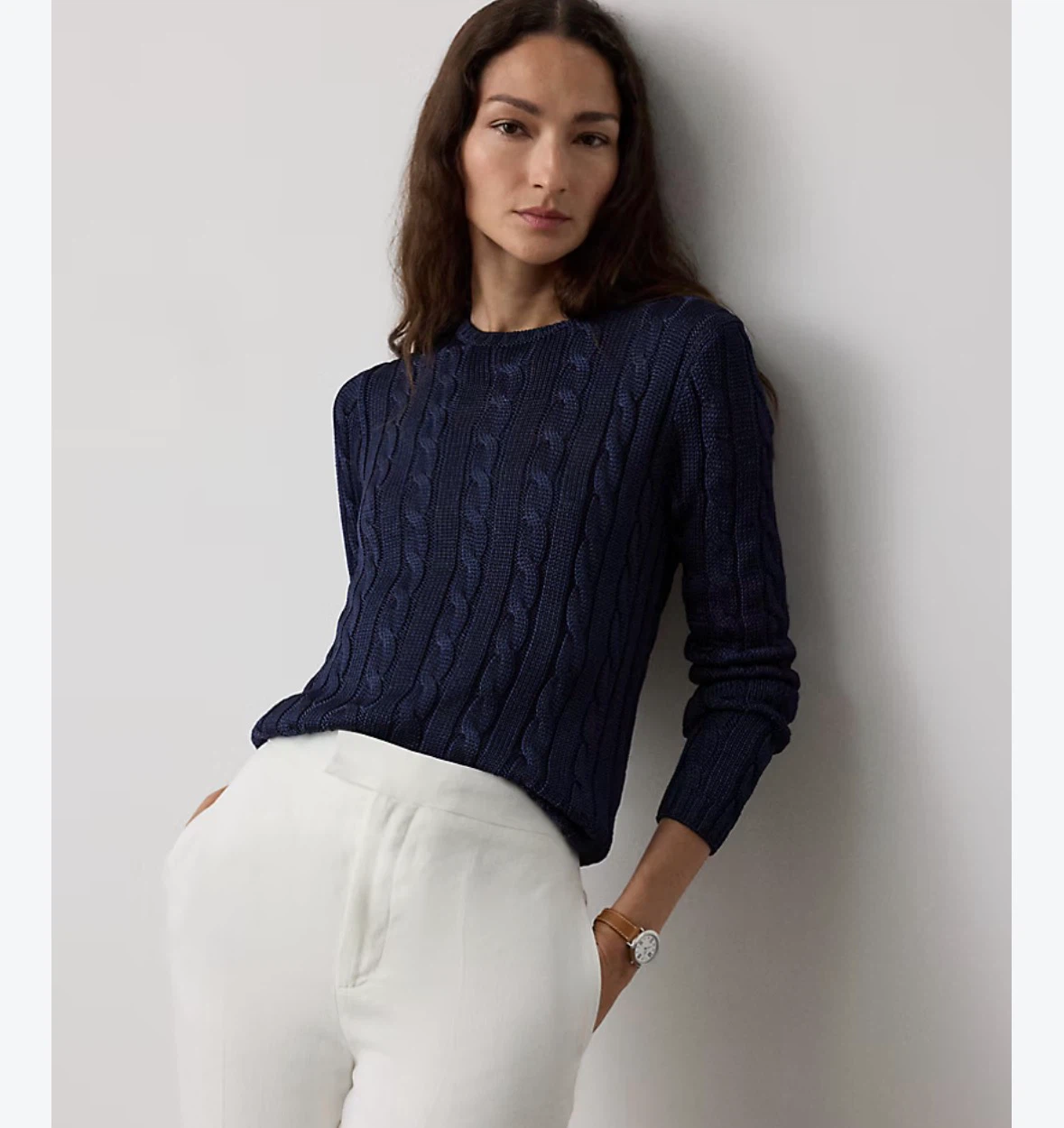 H&M Basic Cable Knit Sweater Dark Blue