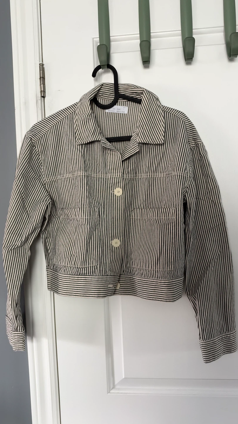 Oak + Fort striped cropped jacket