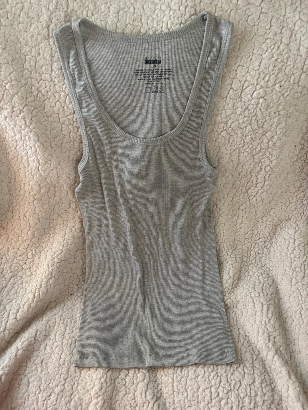 Silver One Gray Ribbed Tank Top