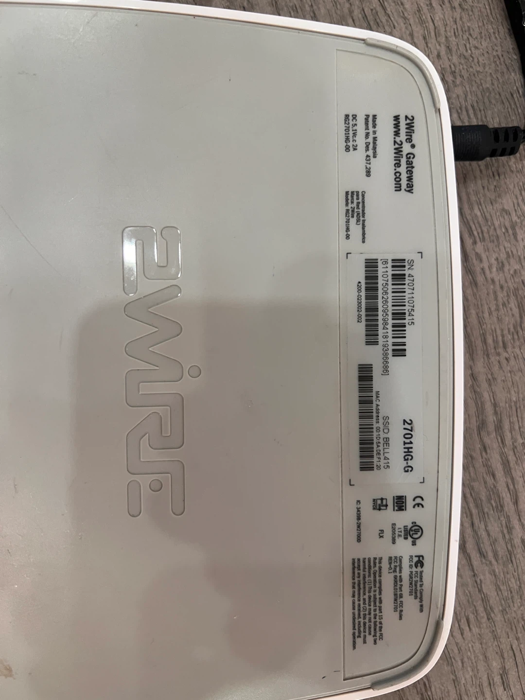 2Wire 2701HG-G Bell DSL Gateway Router - photo 2