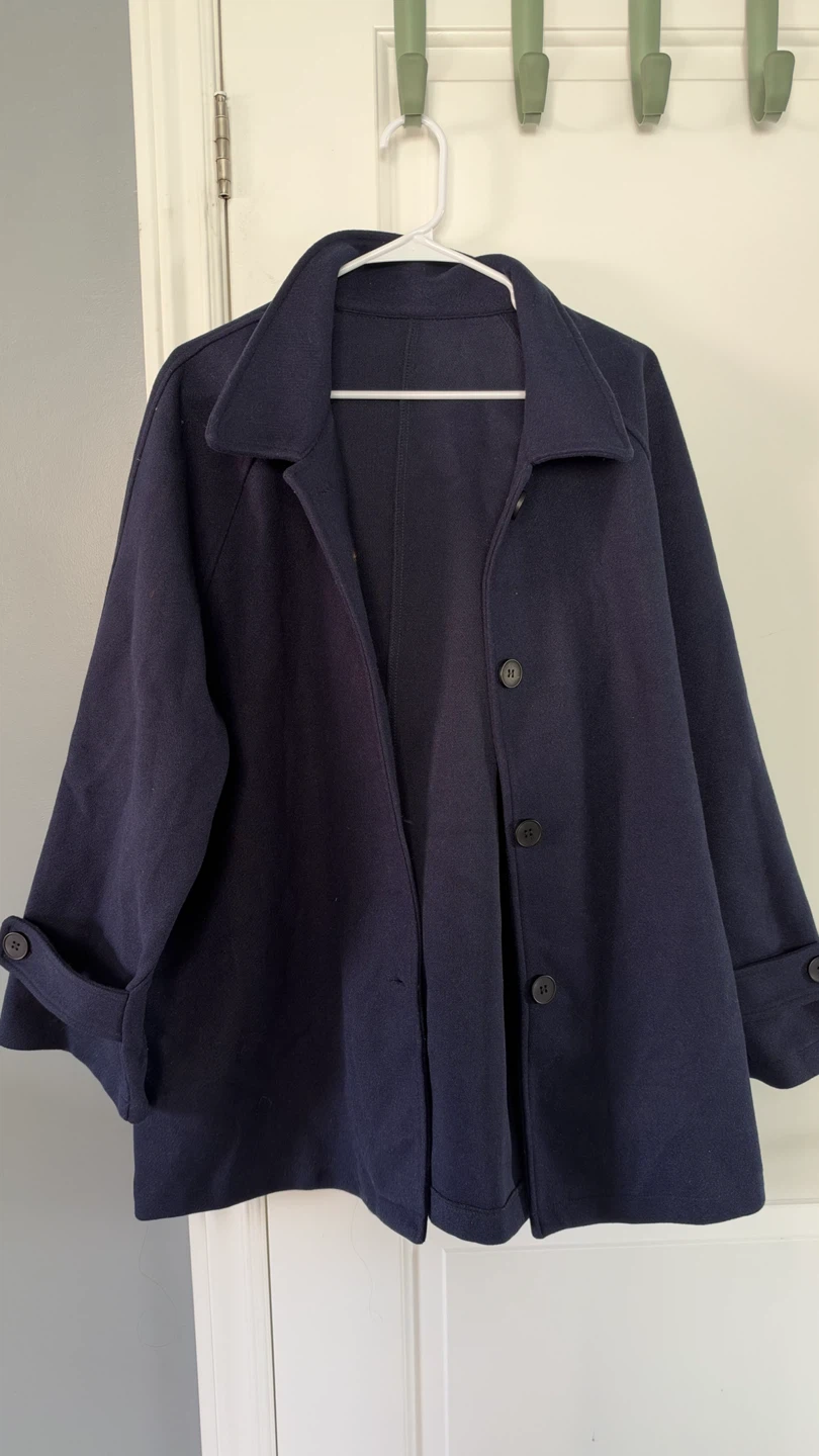 Navy Blue Button-Up Coat