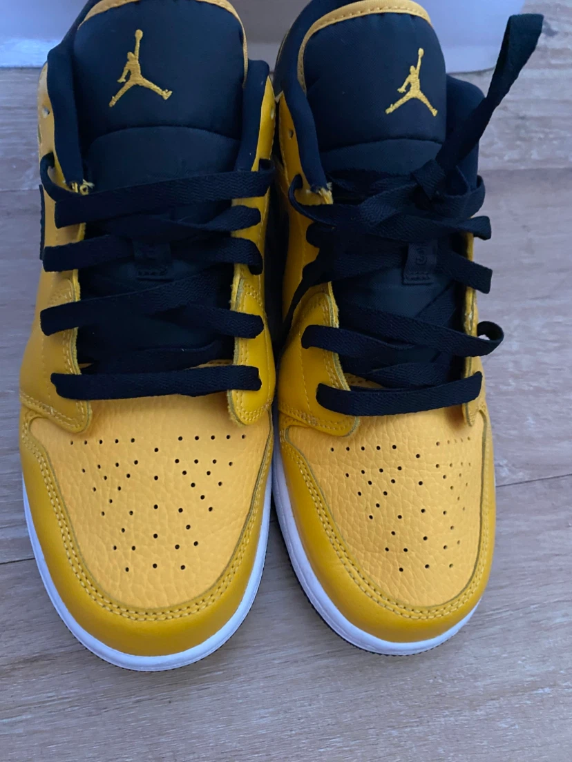 Jordan 1 Low Pollen Yellow and Black Sneakers - photo 2
