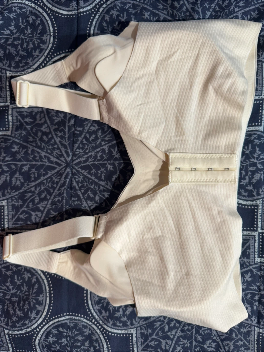 Cream Ribbed Front-Closure Bra XL - photo 2