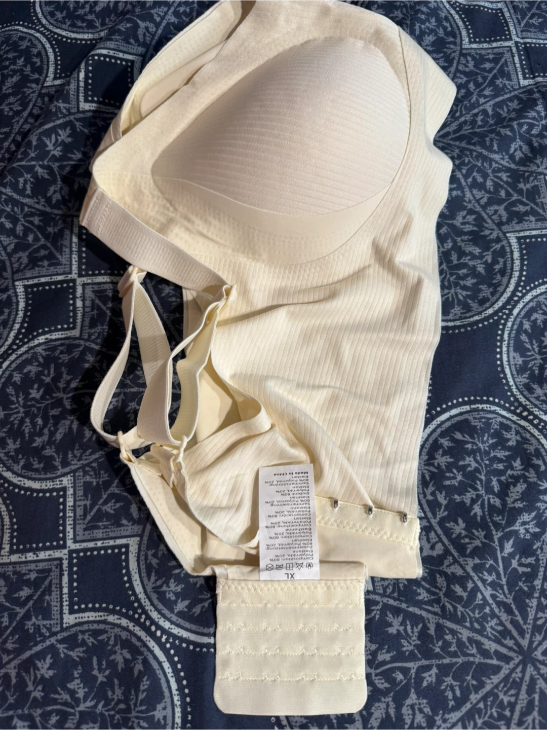 Cream Ribbed Front-Closure Bra XL - photo 3