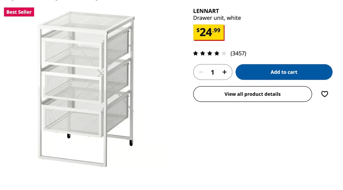 IKEA LENNART Drawer Unit White