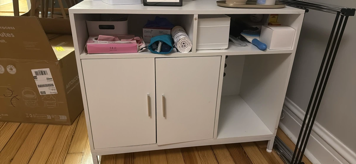 White litter box furniture with open shelf - photo 2