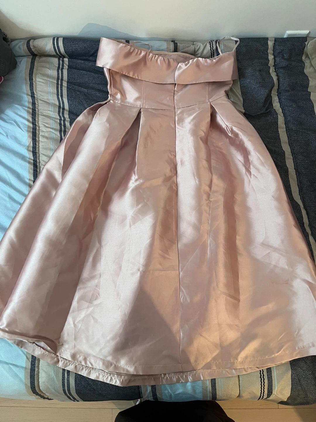 Blush Pink Satin Off-Shoulder Dress - photo 2