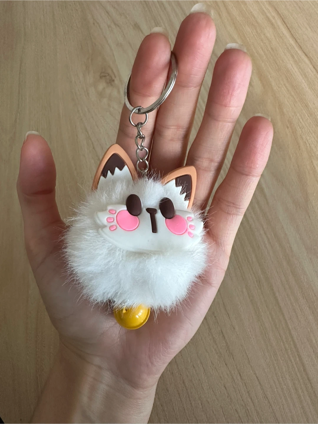 White Fox Faux Fur Keychain