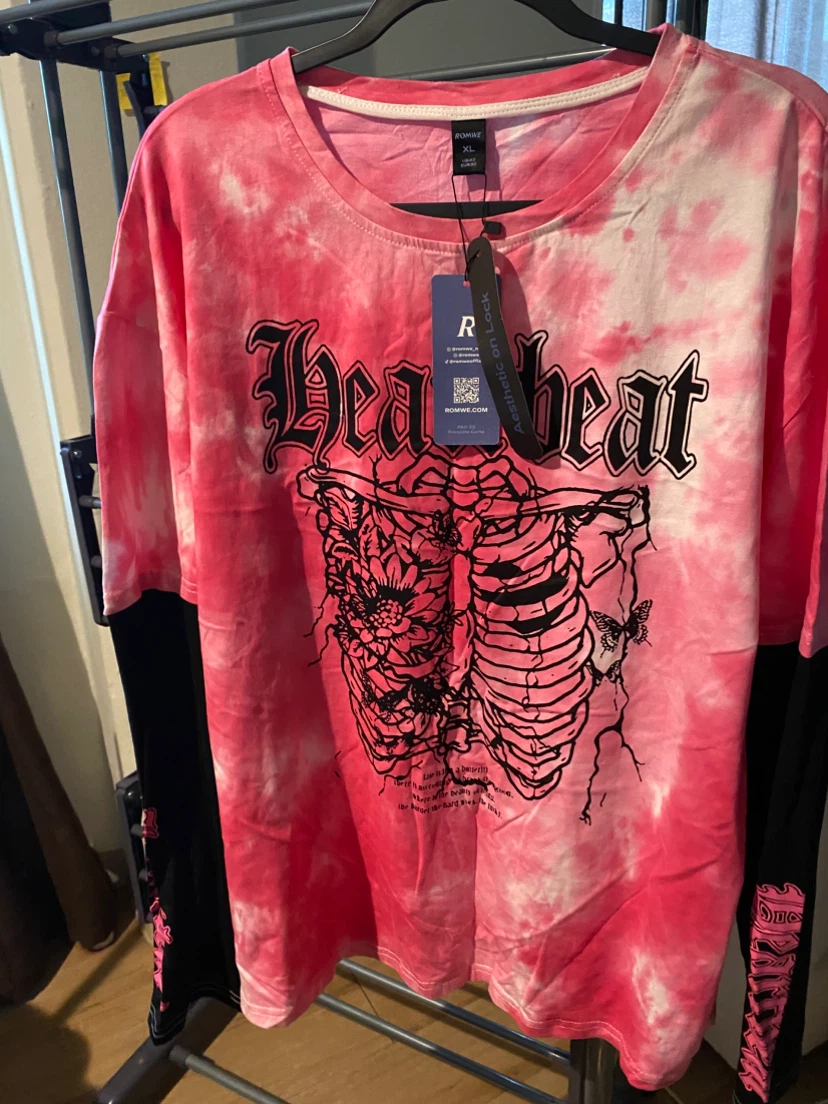 ROMWE Heartbeat Skeleton Graphic T-Shirt XL