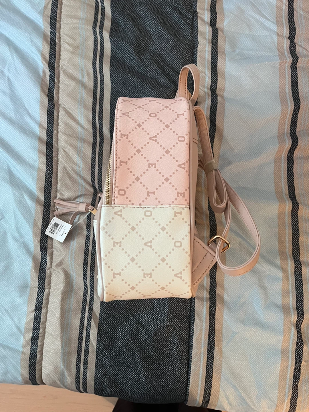 Aldo Pink and White Love Print Mini Backpack - photo 2