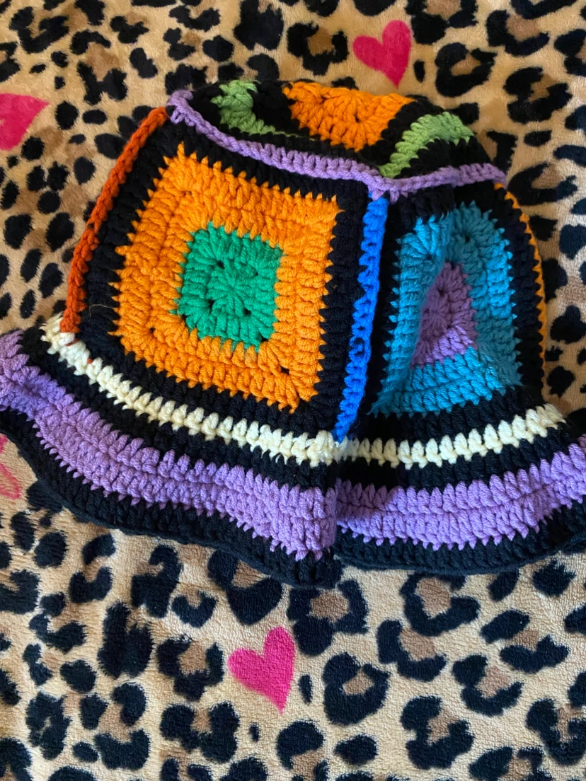 Multicolor Granny Square Crochet Bucket Hat