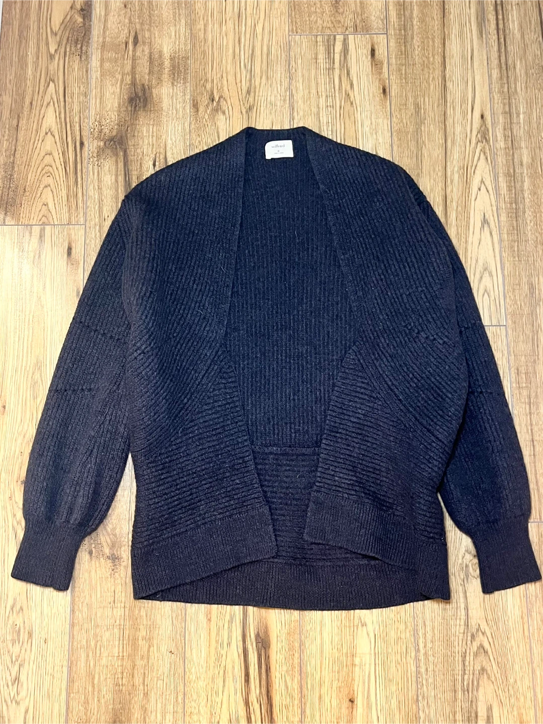Wilfred Thais Cardigan 100% Merino Wool Charcoal Grey Size M