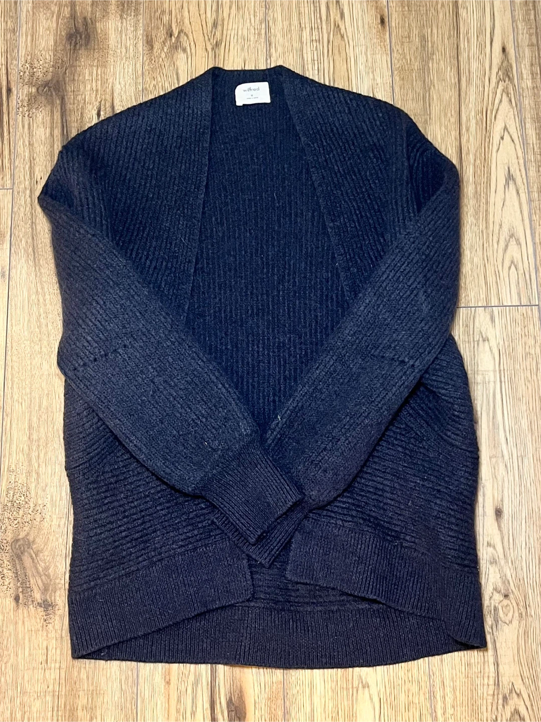 Wilfred Thais Cardigan 100% Merino Wool Charcoal Grey Size M - photo 3