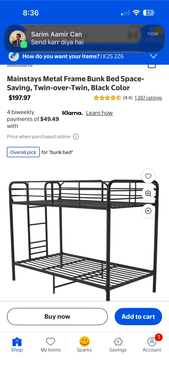Twin bunk bed
