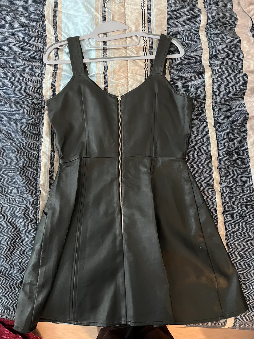 Black Faux Leather Lace-Up Mini Dress - photo 2