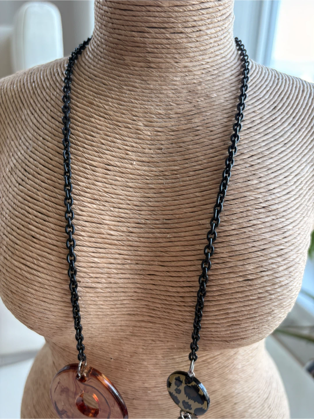 Leopard Print and Black Bead Necklace - photo 4