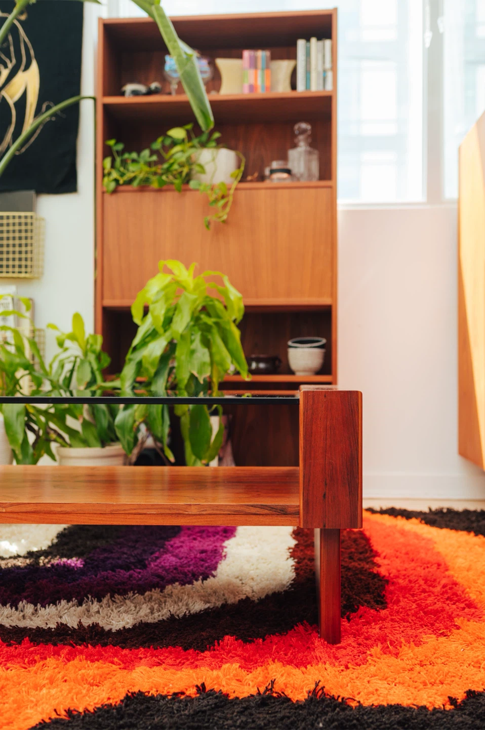 Vintage MCM Teak & Smoked Glass Coffee Table | 1970s - photo 3