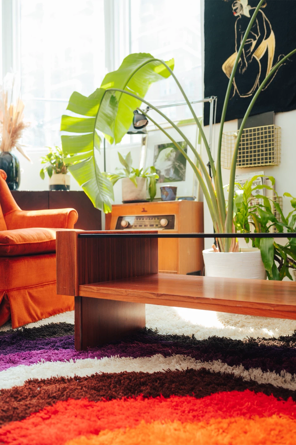 Vintage MCM Teak & Smoked Glass Coffee Table | 1970s - photo 5