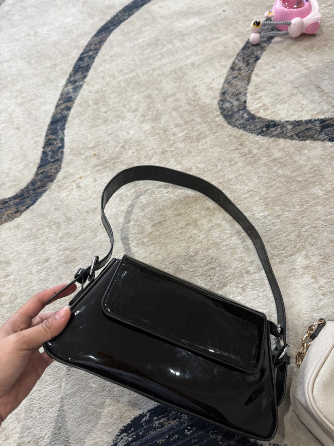 Black Patent Shoulder Bag