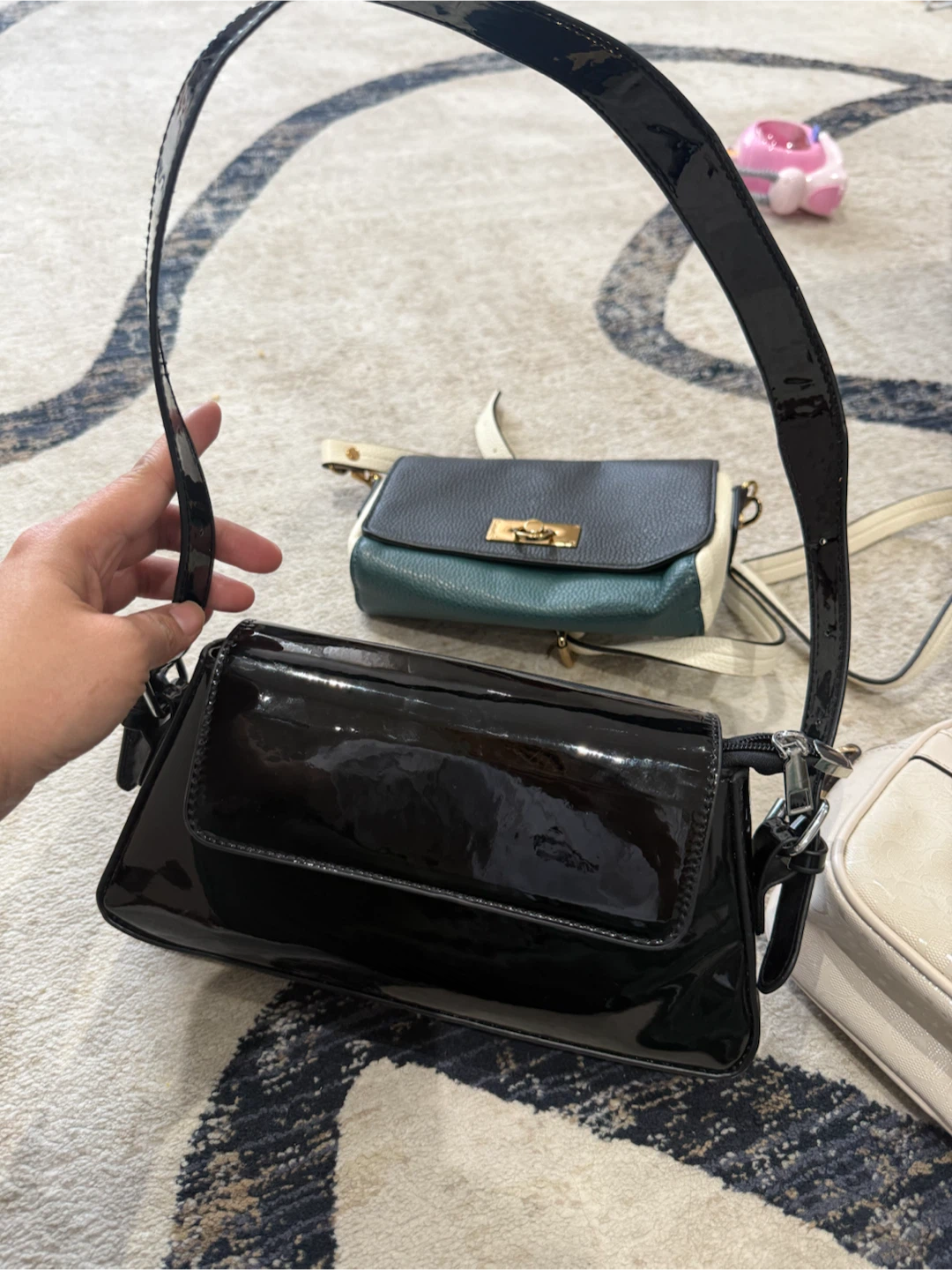 Black Patent Shoulder Bag - photo 2