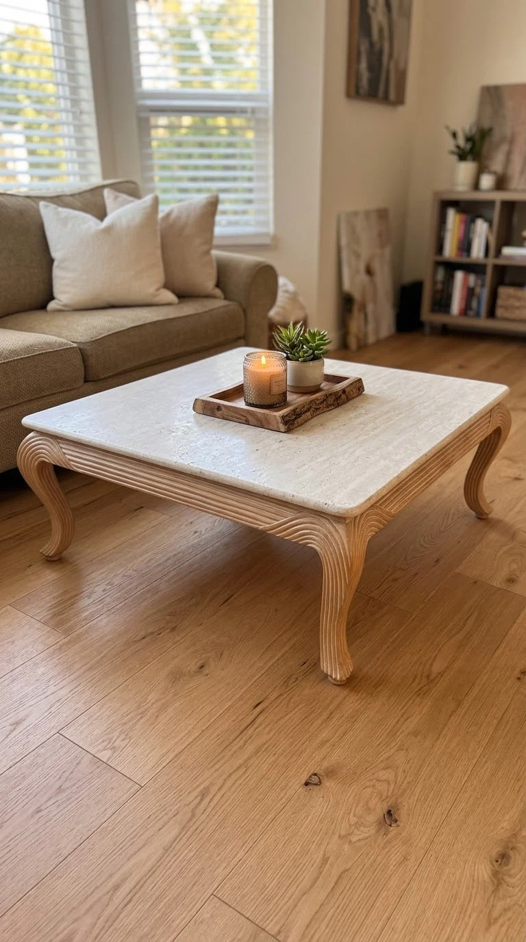 Heavy Solid Stone Coffee Table. Removable Top, Priced to Move!