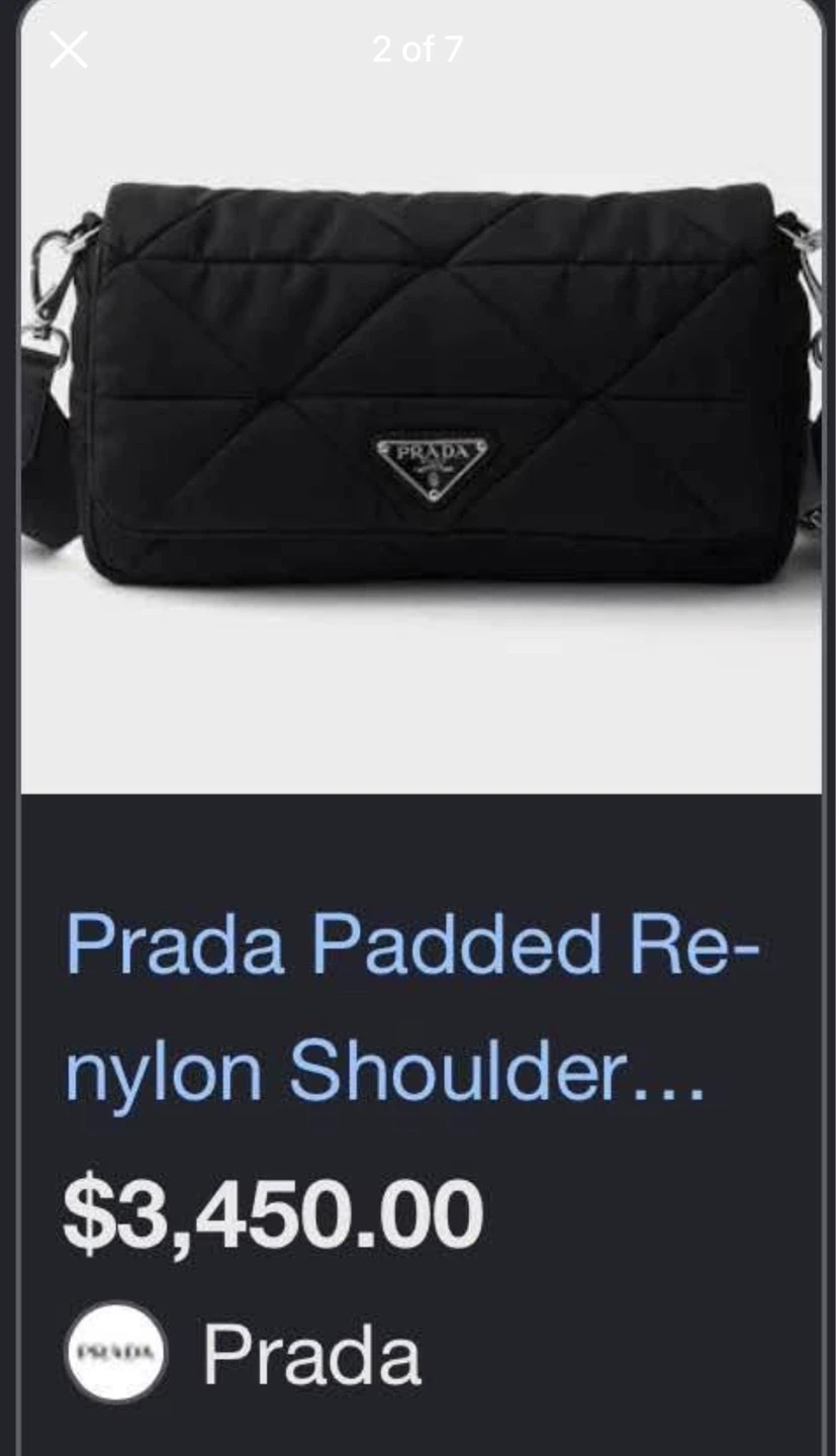 PRADA Authentic Padded Re-nylon Shoulder Bag (black-gold) - photo 2