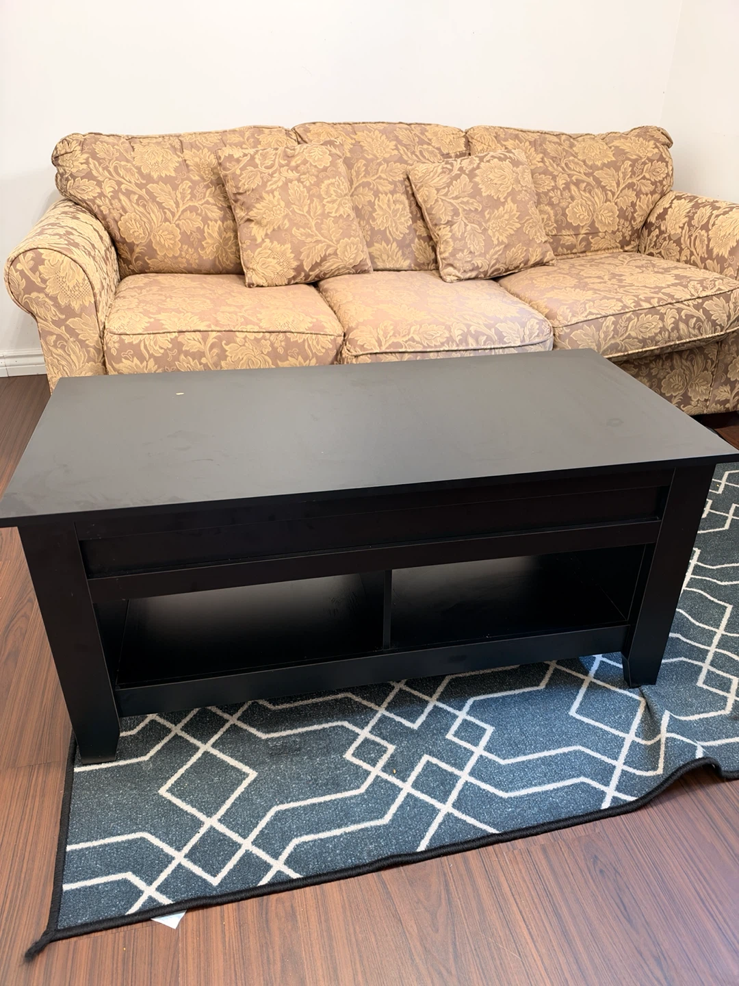 Black Lift-Top Coffee Table with Storage - photo 2