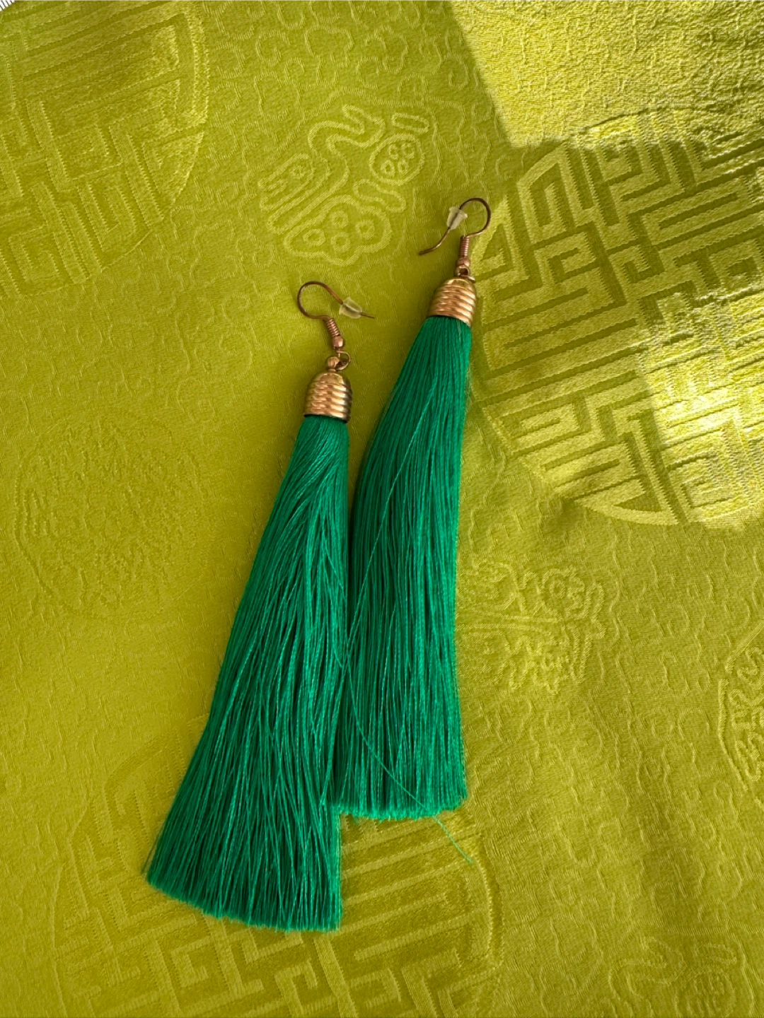 Green Tassel Earrings