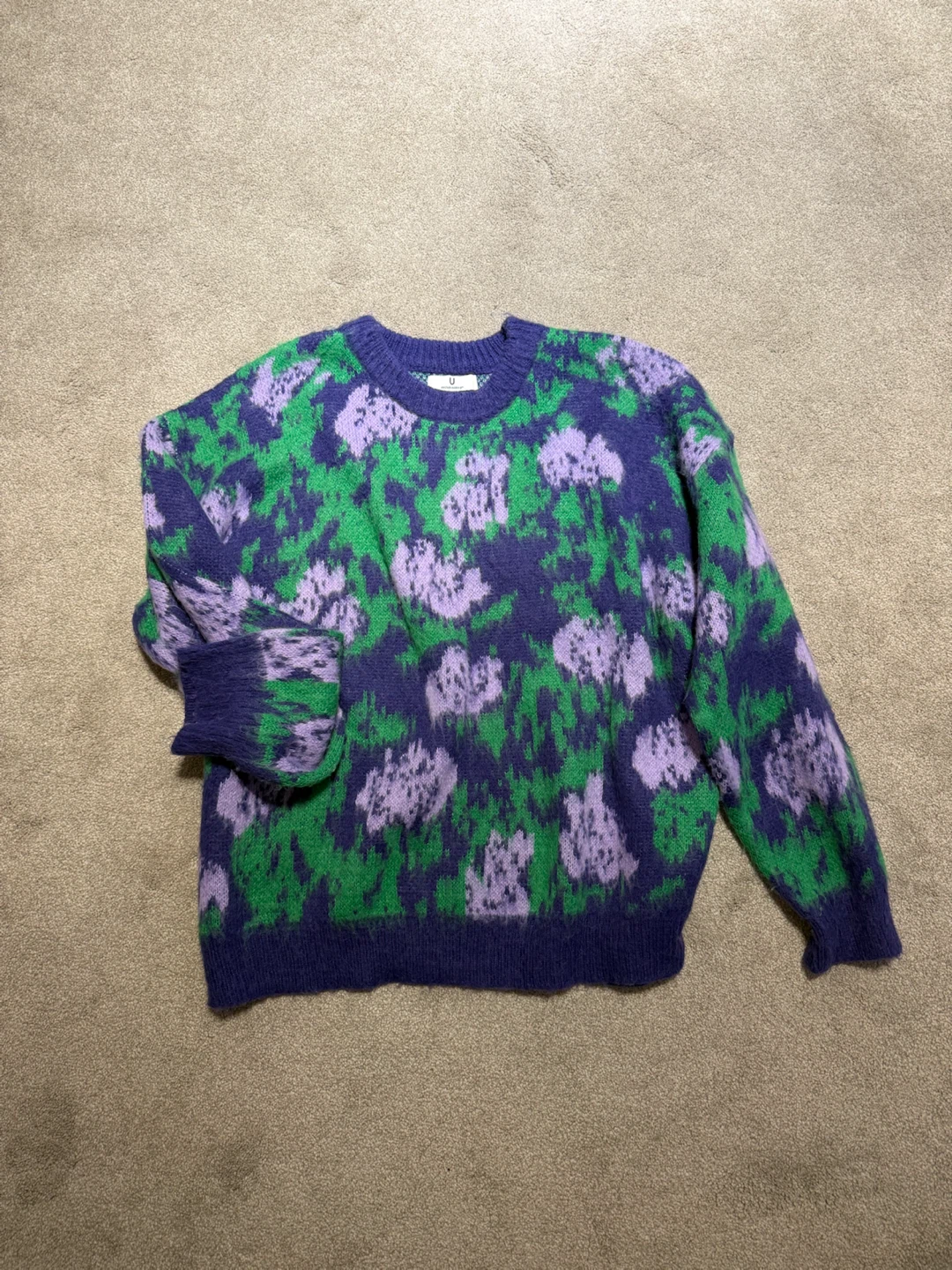 U Exclusive Design Purple and Green Floral Sweater