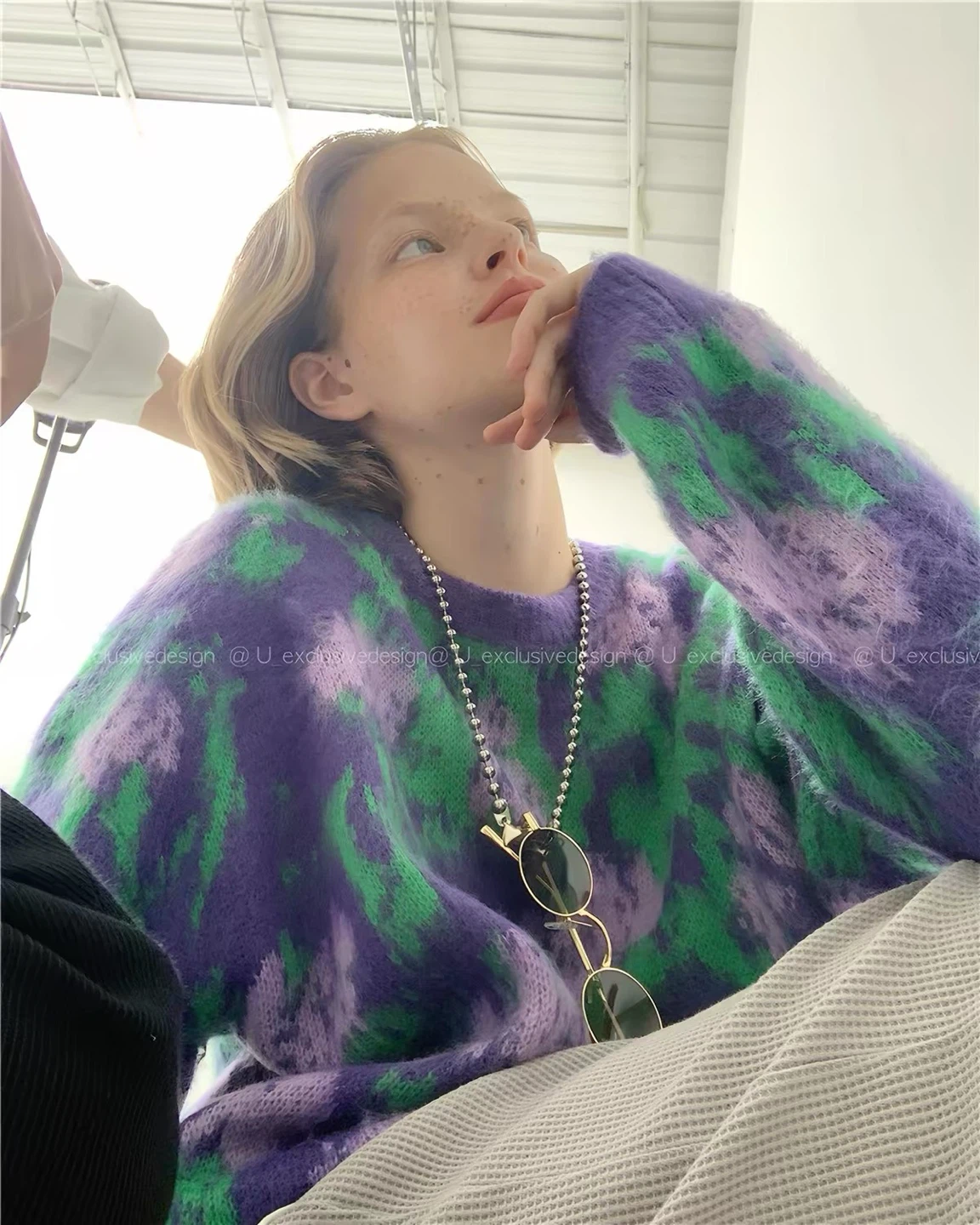U Exclusive Design Purple and Green Floral Sweater - photo 4