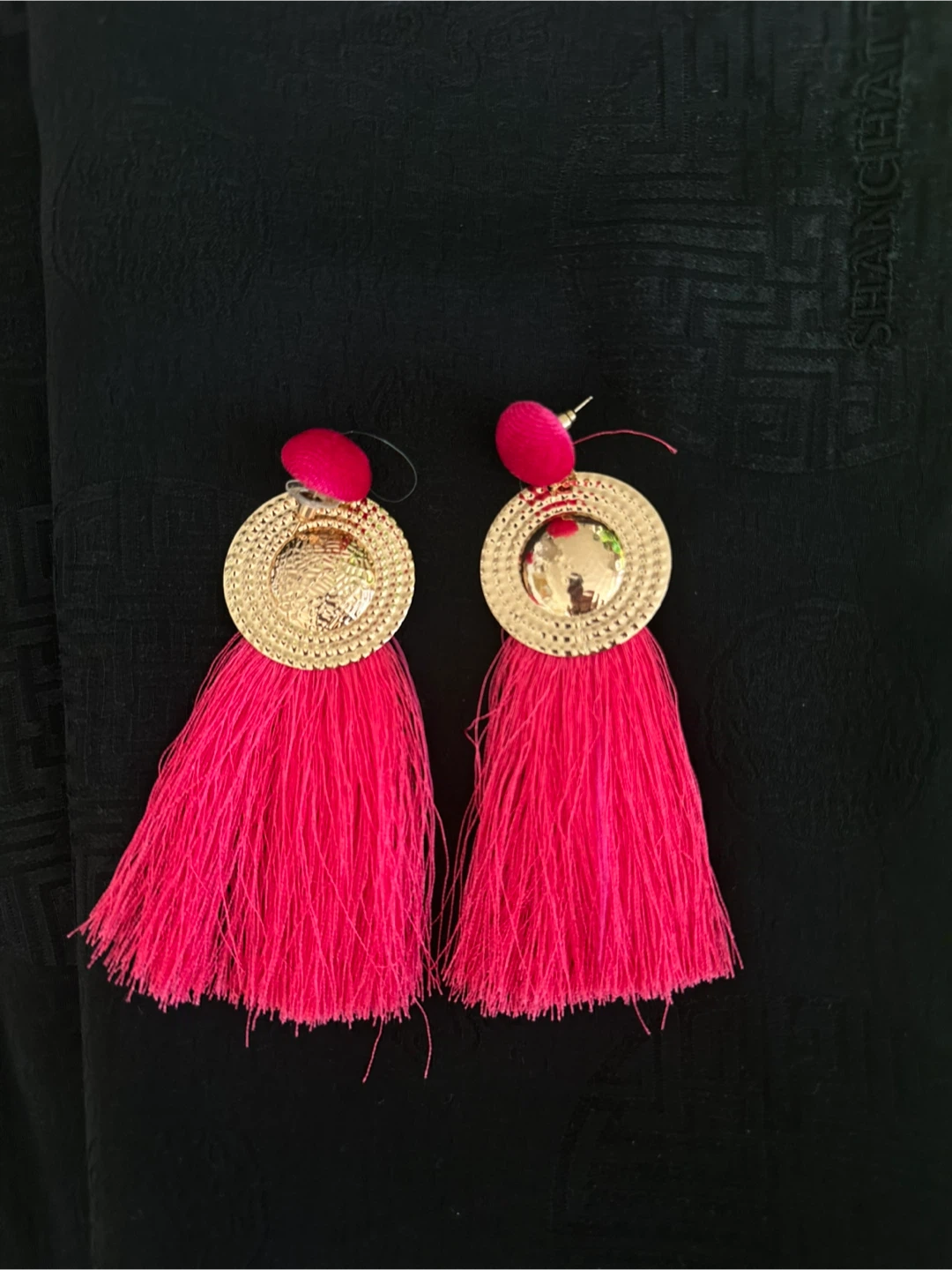Hot Pink Tassel Earrings