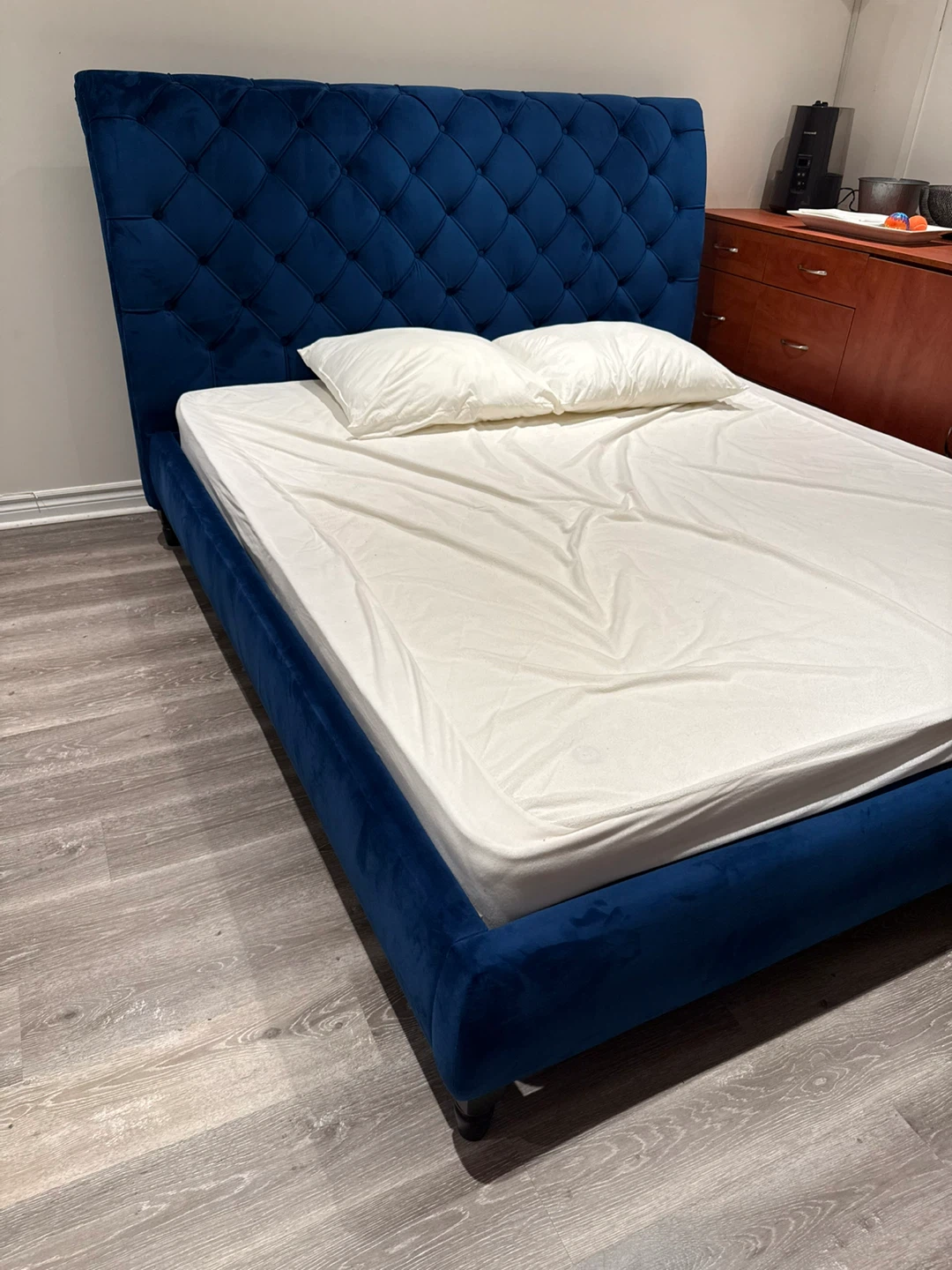 Blue Velvet Tufted Bed Frame