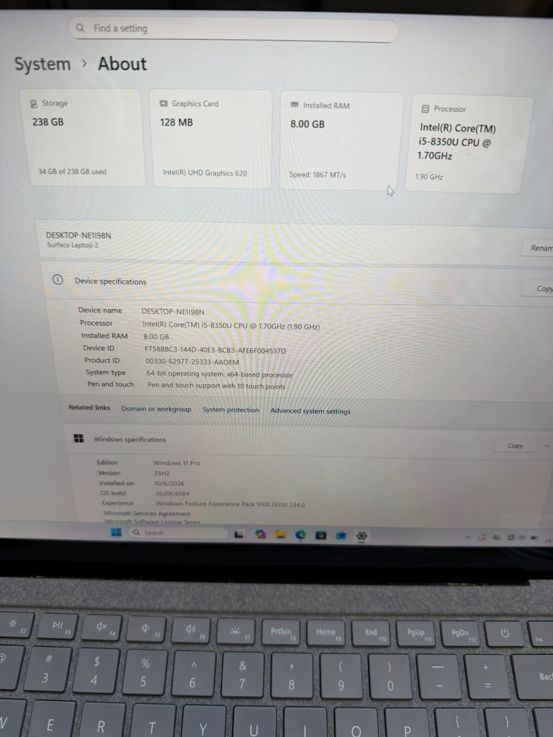 Surface laptop 2 Touchscreen 8GB RAM 256HB SSD Fully Functional - photo 2
