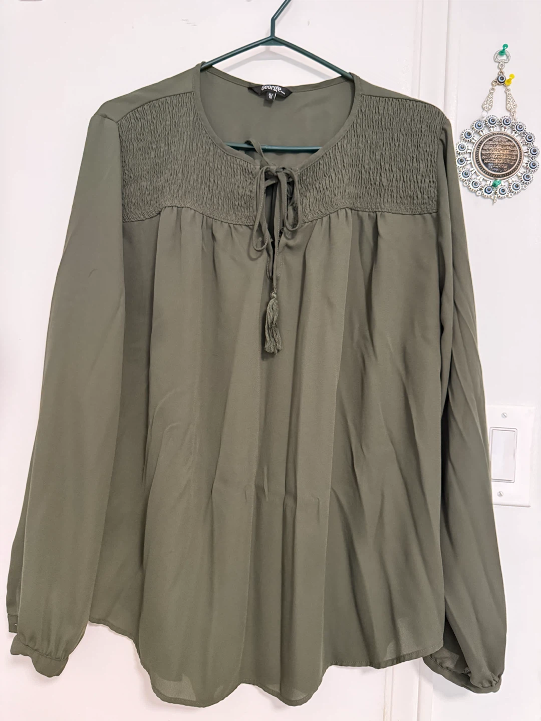 George Olive Long Sleeve Blouse