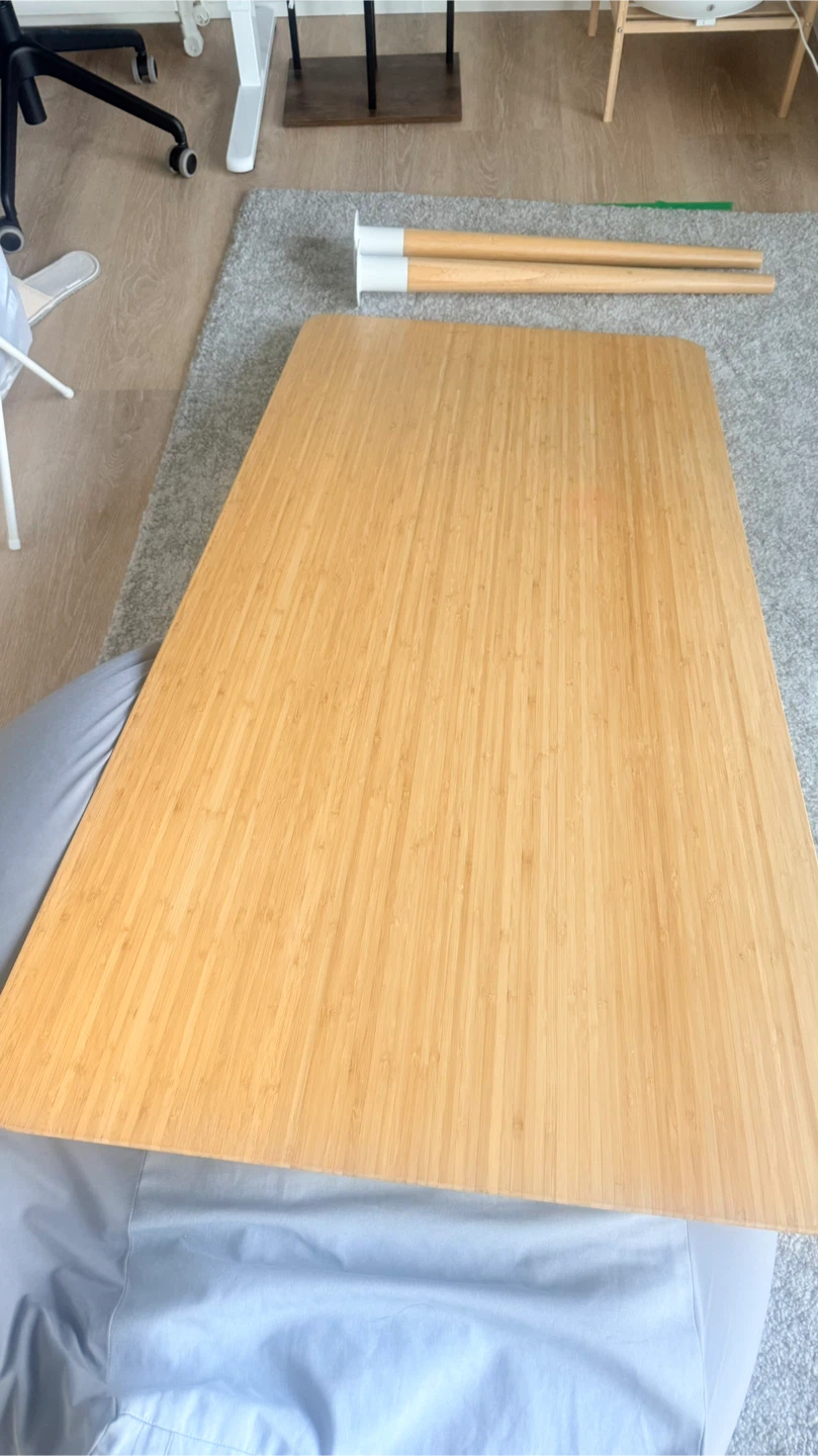 IKEA ANFALLARE bamboo tabletop with two wooden legs