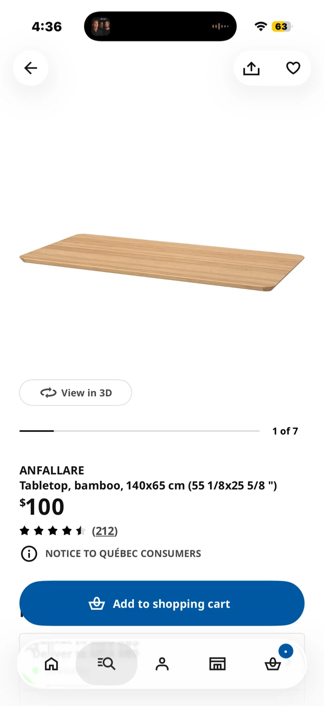 IKEA ANFALLARE bamboo tabletop with two wooden legs - photo 3