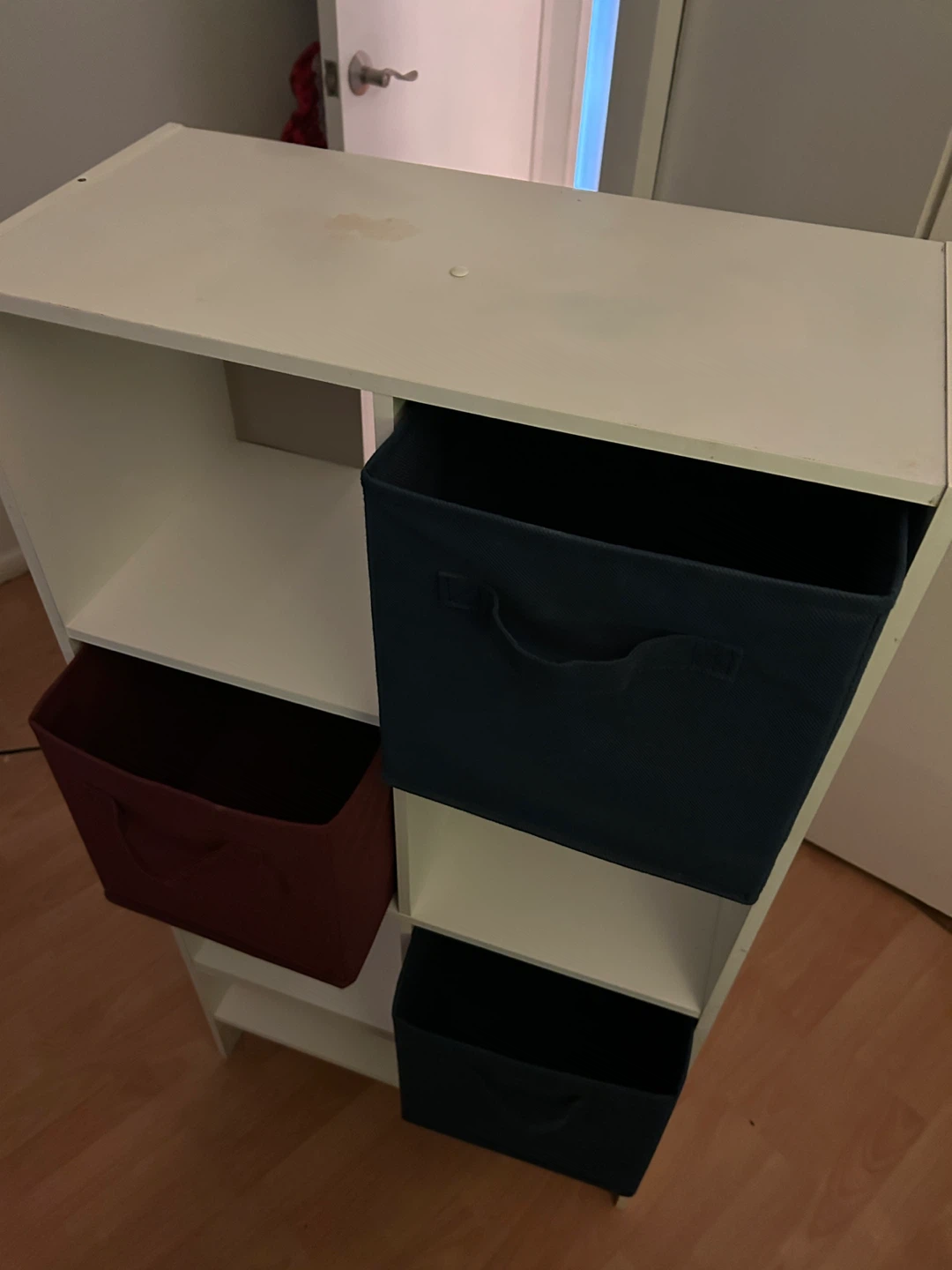 White Storage Shelf with Three Fabric Bins - photo 2