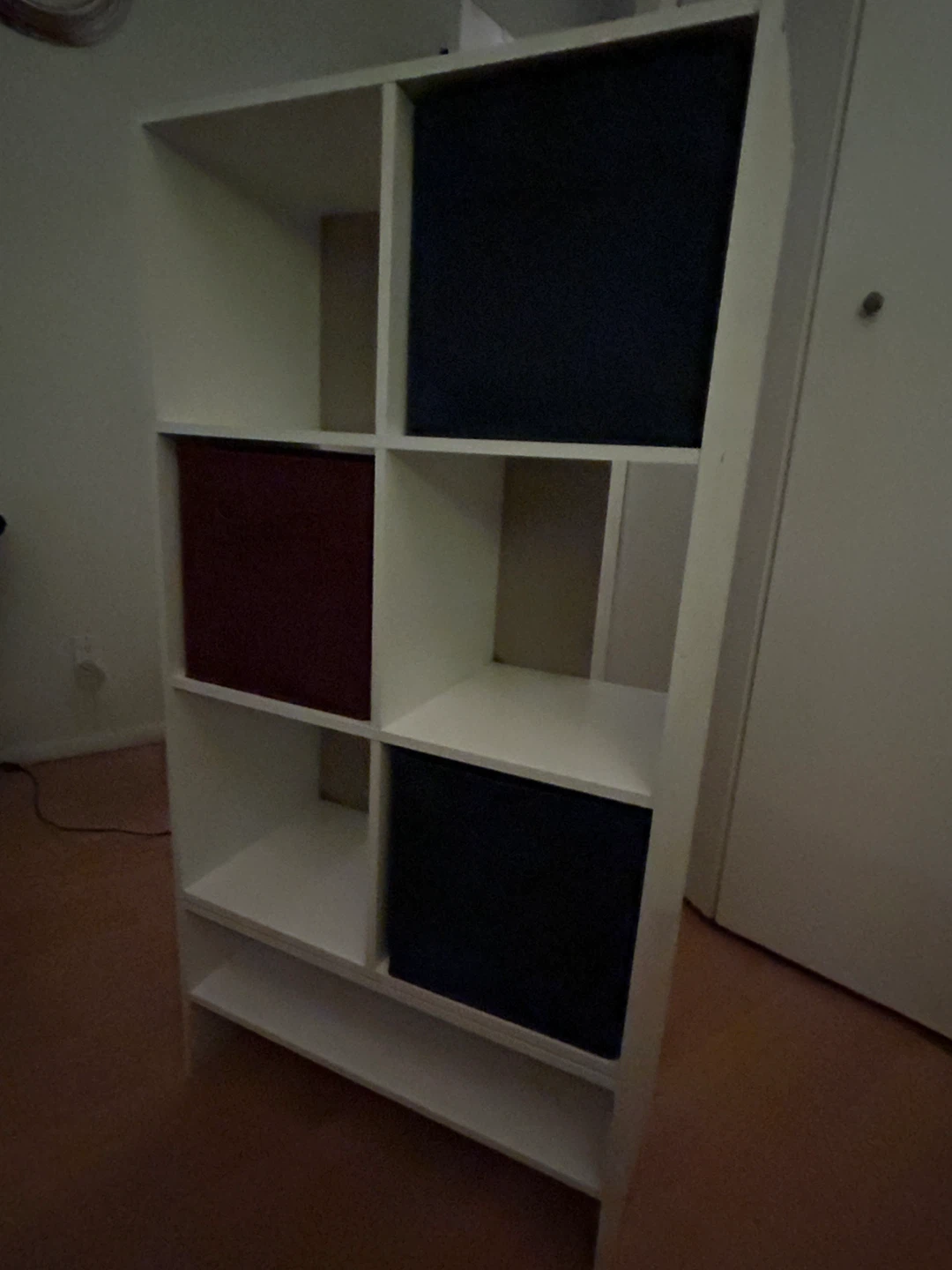 White Storage Shelf with Three Fabric Bins - photo 3