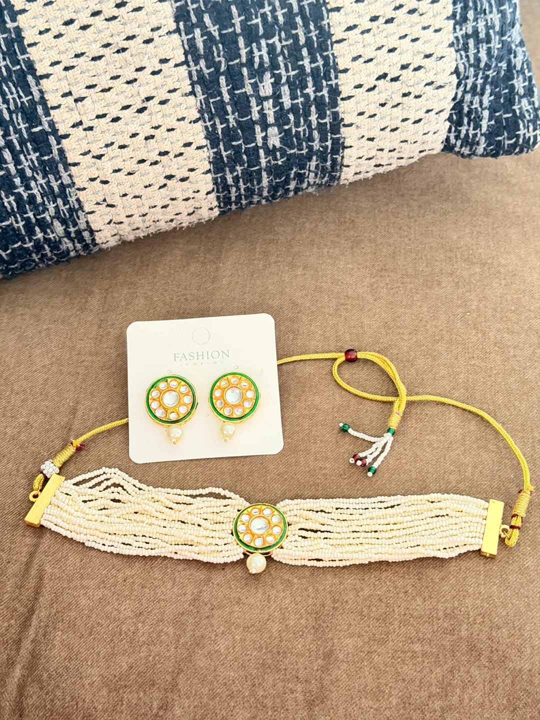 Kundan Style Navratri Choker Necklace and Earrings Set