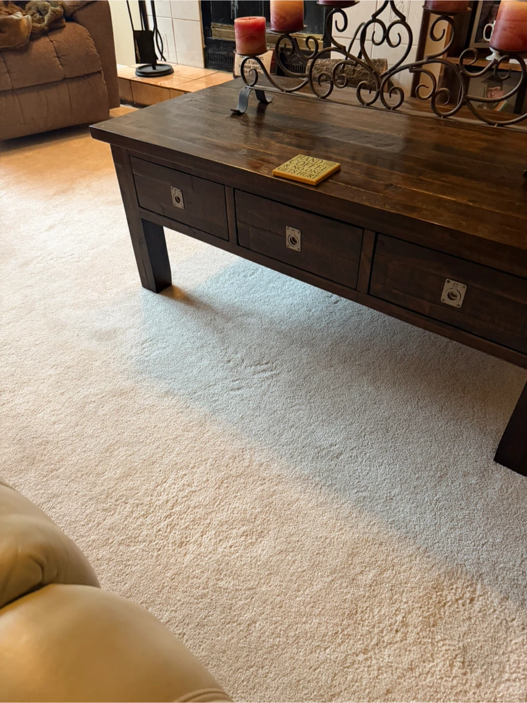 Rustic Wood Coffee Table with Drawers and 2 end table - photo 2