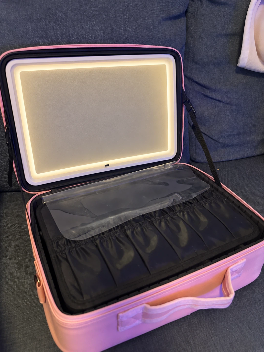Pink Makeup Travel Case with LED Mirror