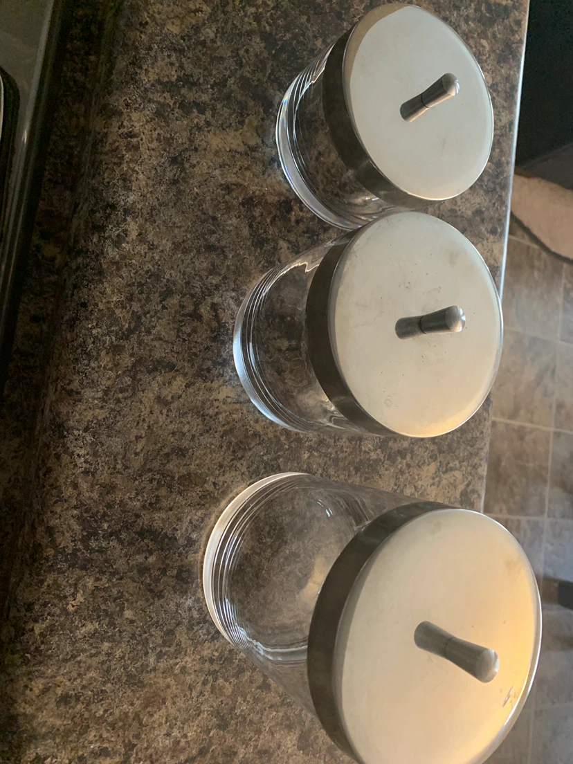 Set of 3 Glass Canisters with Lids