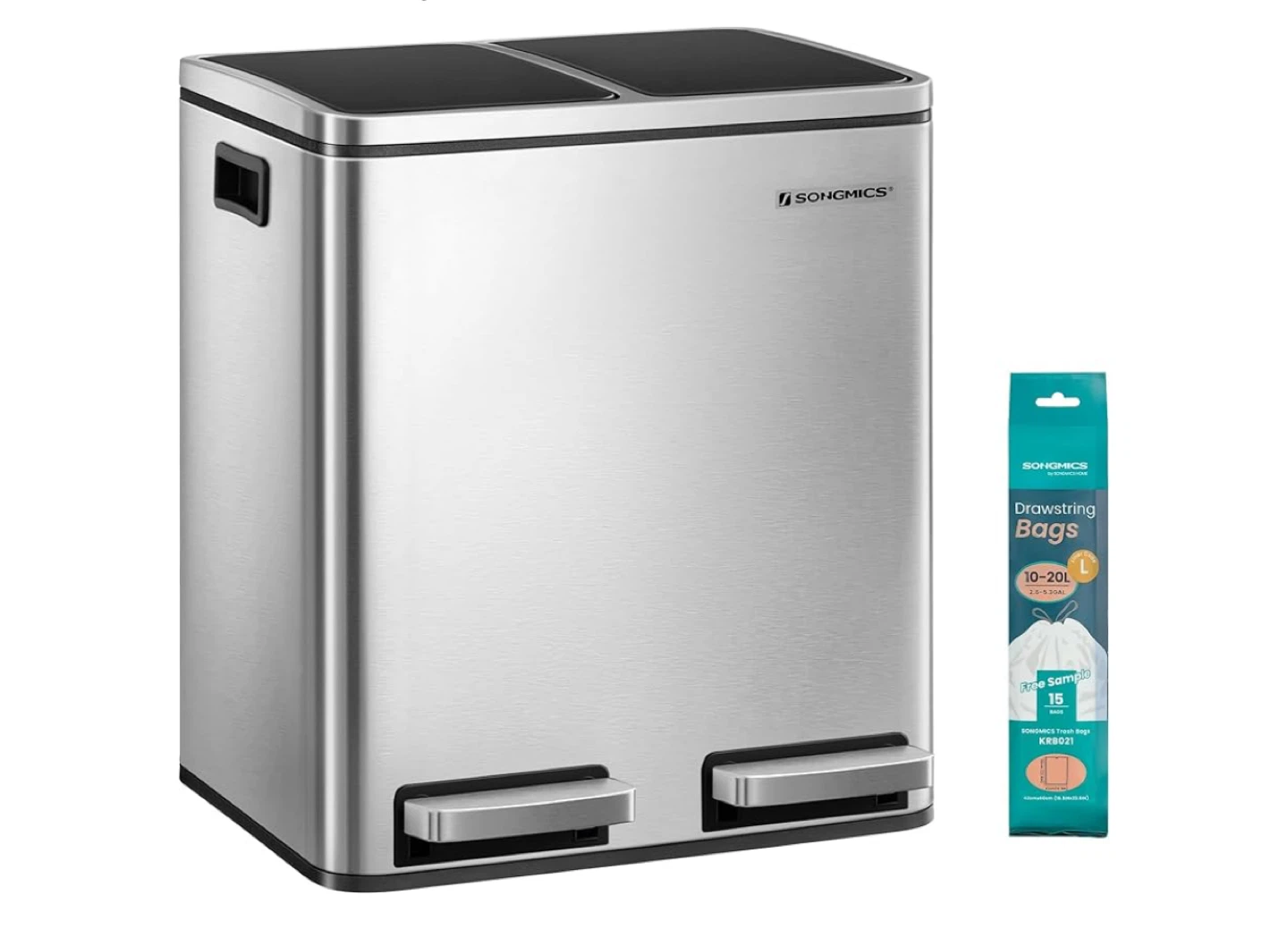 SONGMICS Dual Compartment Trash Can
