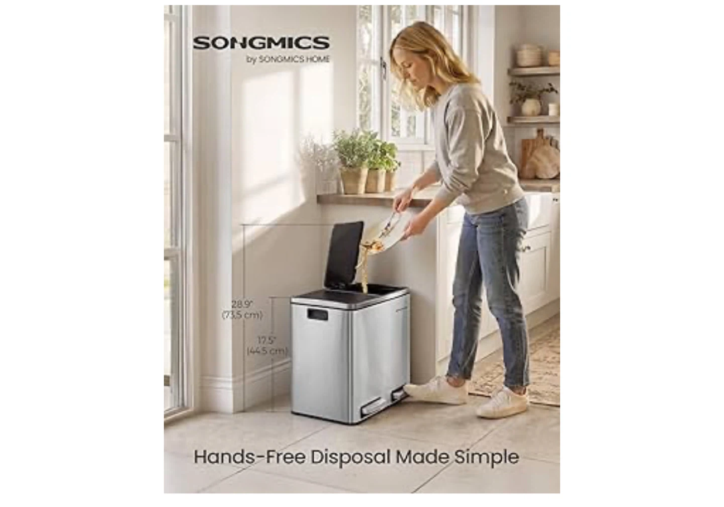 SONGMICS Dual Compartment Trash Can - photo 2