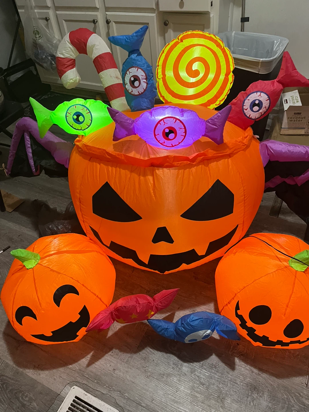 Halloween Inflatable Pumpkin Candy Bucket Decoration