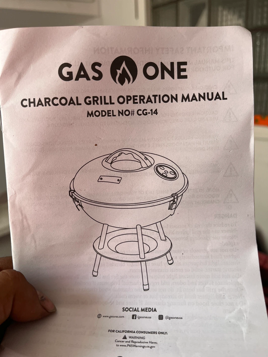 Gas One Charcoal Grill CG-14
