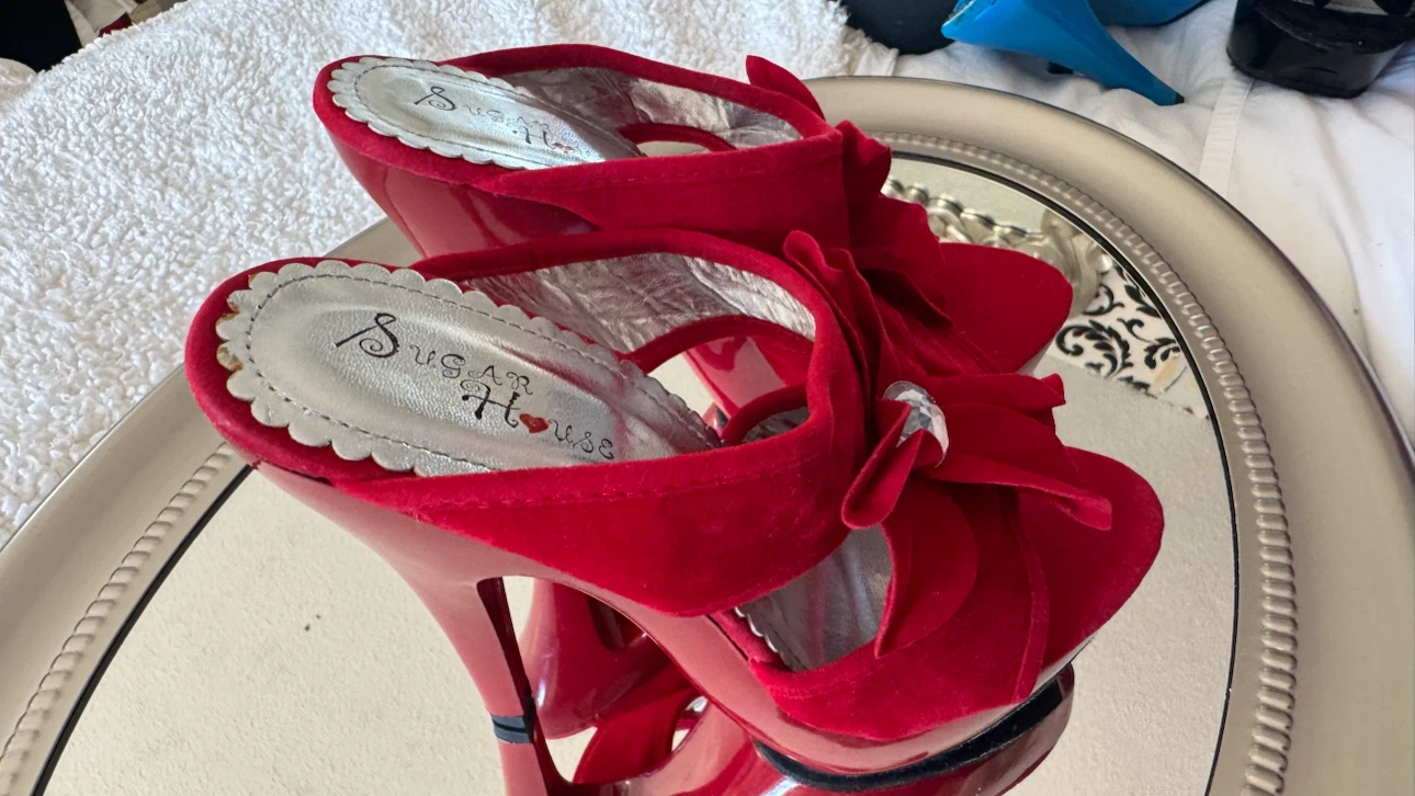 Sugar House Red Velvet Heeled Sandals - photo 3
