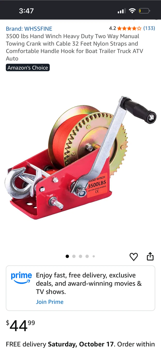 WHSSFINE 3500 lbs Hand Winch